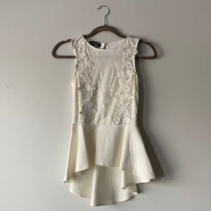 Bebe Maiden Plaid Lace Peplum Top